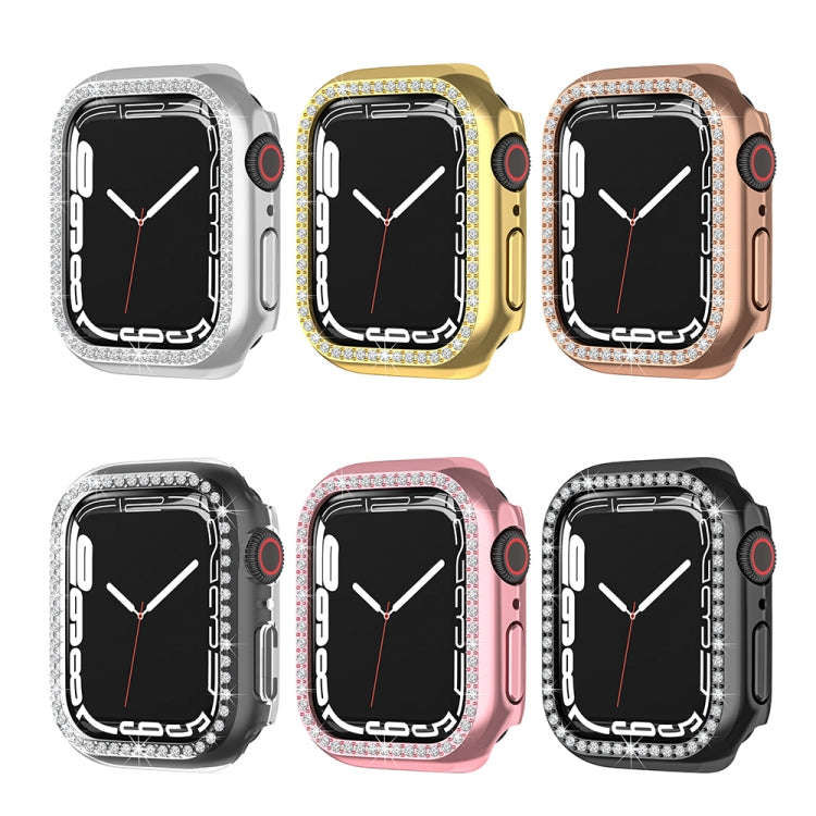 Electroplating PC Single Row Diamond Protective Case For Apple Watch Series 9 / 8 / 7 41mm(Transp...