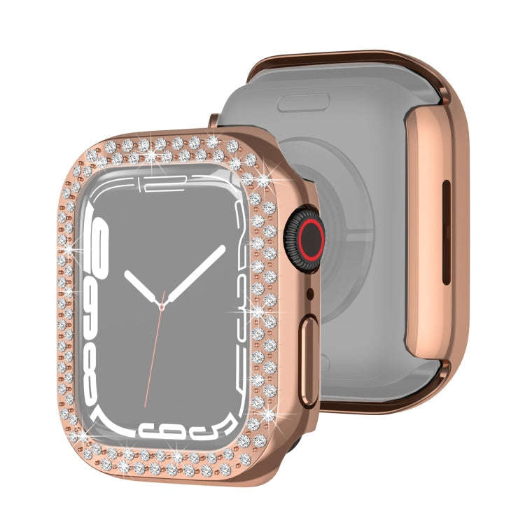 Electroplating PC Double Rows Diamond Protective Case For Apple Watch Series 9 / 8 / 7 41mm(Rose ...