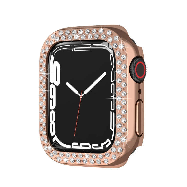 Electroplating PC Double Rows Diamond Protective Case For Apple Watch Series 9 / 8 / 7 41mm(Rose ...