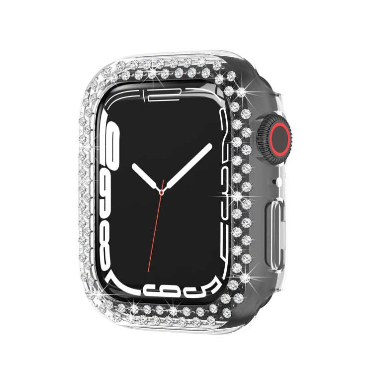 Electroplating PC Double Rows Diamond Protective Case For Apple Watch Series 9 / 8 / 7 41mm(Trans...