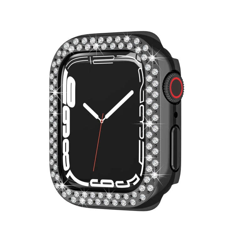 Electroplating PC Double Rows Diamond Protective Case For Apple Watch Series 9 / 8 / 7 45mm(Black)