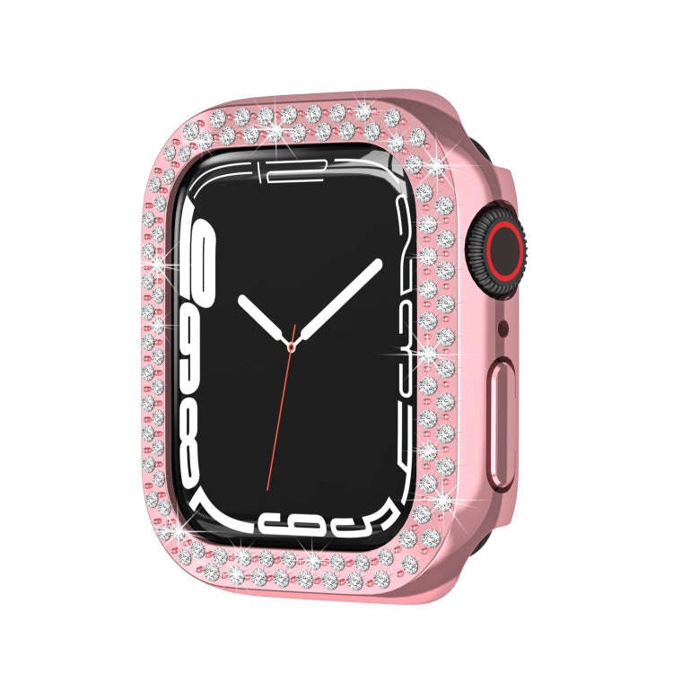 Electroplating PC Double Rows Diamond Protective Case For Apple Watch Series 9 / 8 / 7 45mm(Rose ...