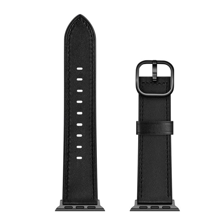 Leather Watch Band For Apple Watch Series 9&8&7 41mm / SE 3&SE 2&6&SE&5&4 40mm / 3&2&1 38mm(Black)