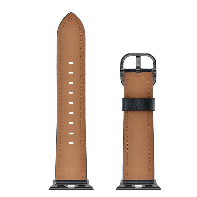 Leather Watch Band For Apple Watch Series 9&8&7 41mm / SE 3&SE 2&6&SE&5&4 40mm / 3&2&1 38mm(Black)