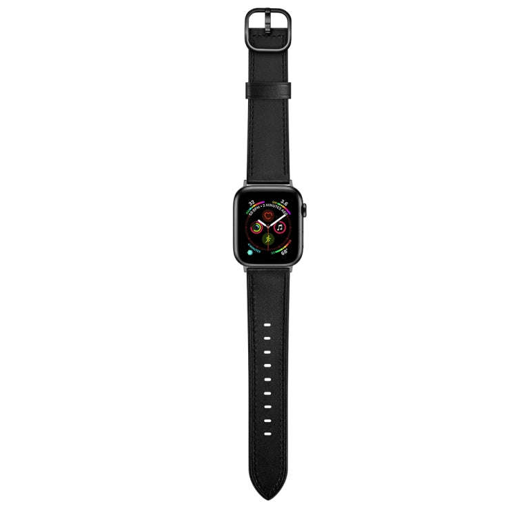 Leather Watch Band For Apple Watch Series 9&8&7 41mm / SE 3&SE 2&6&SE&5&4 40mm / 3&2&1 38mm(Black)