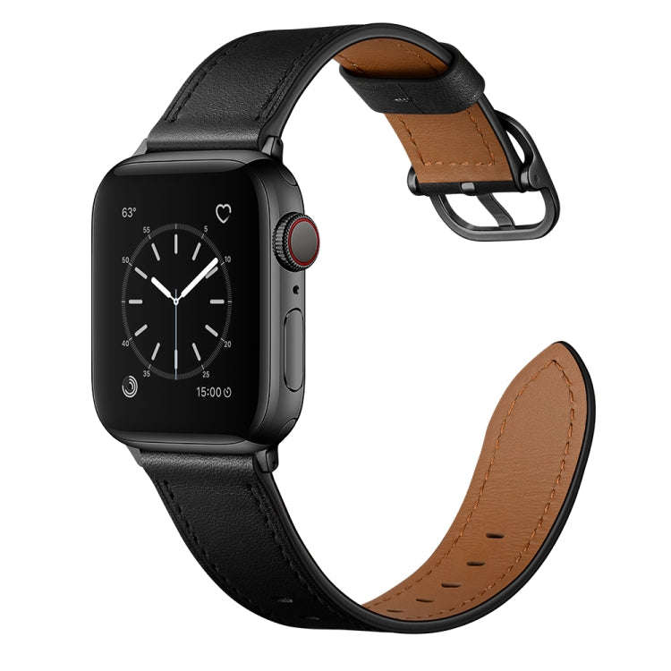 Leather Watch Band For Apple Watch Series 9&8&7 41mm / SE 3&SE 2&6&SE&5&4 40mm / 3&2&1 38mm(Black)