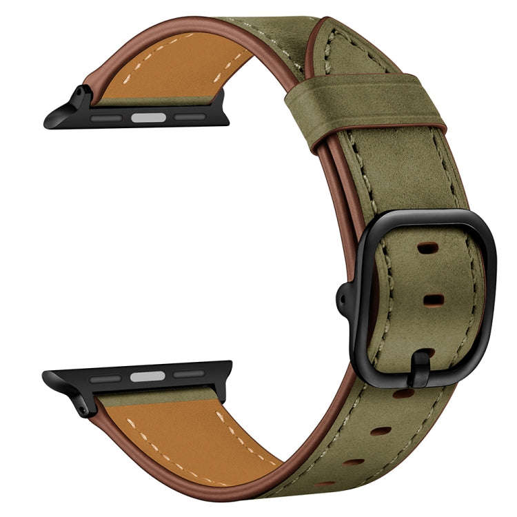 Leather Watch Band For Apple Watch Series 9&8&7 41mm / SE 3&SE 2&6&SE&5&4 40mm / 3&2&1 38mm(Army ...