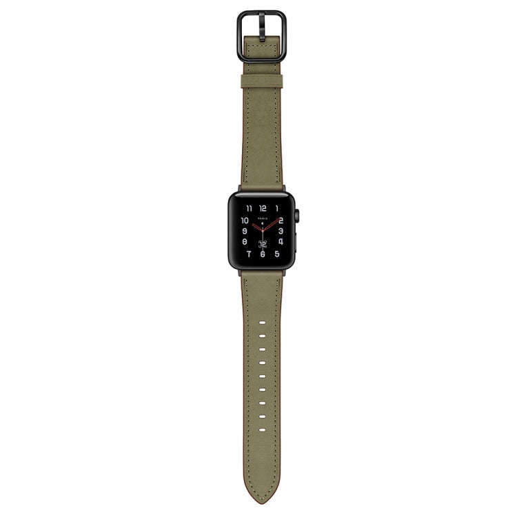 Leather Watch Band For Apple Watch Series 9&8&7 41mm / SE 3&SE 2&6&SE&5&4 40mm / 3&2&1 38mm(Army ...