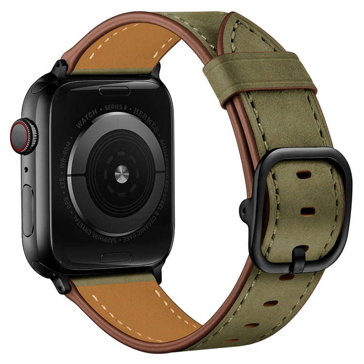 Leather Watch Band For Apple Watch Series 9&8&7 41mm / SE 3&SE 2&6&SE&5&4 40mm / 3&2&1 38mm(Army ...