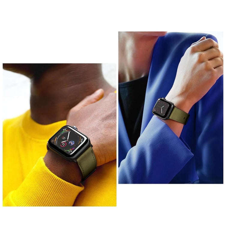 Leather Watch Band For Apple Watch Series 9&8&7 41mm / SE 3&SE 2&6&SE&5&4 40mm / 3&2&1 38mm(Army ...