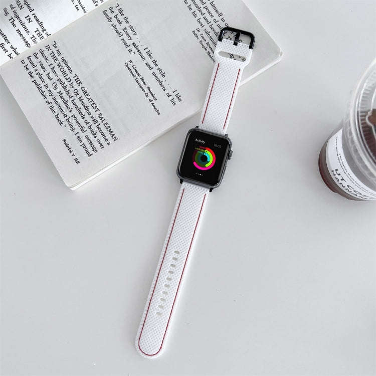 Honeycomb Hole Sewing Silicone Watch Band For Apple Watch Series 9&8&7 41mm / SE 3&SE 2&6&SE&5&4 ...
