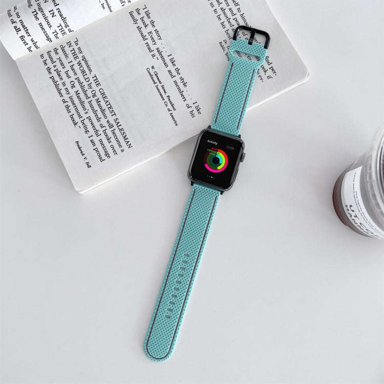 Honeycomb Hole Sewing Silicone Watch Band For Apple Watch Series 9&8&7 41mm / SE 3&SE 2&6&SE&5&4 ...
