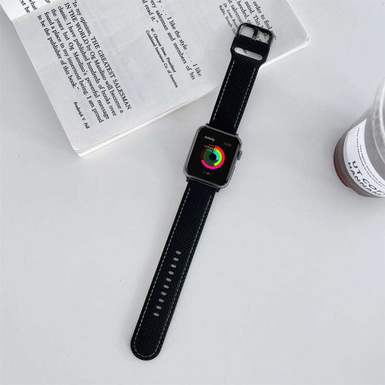 Honeycomb Hole Sewing Silicone Watch Band For Apple Watch Series 9&8&7 41mm / SE 3&SE 2&6&SE&5&4 ...