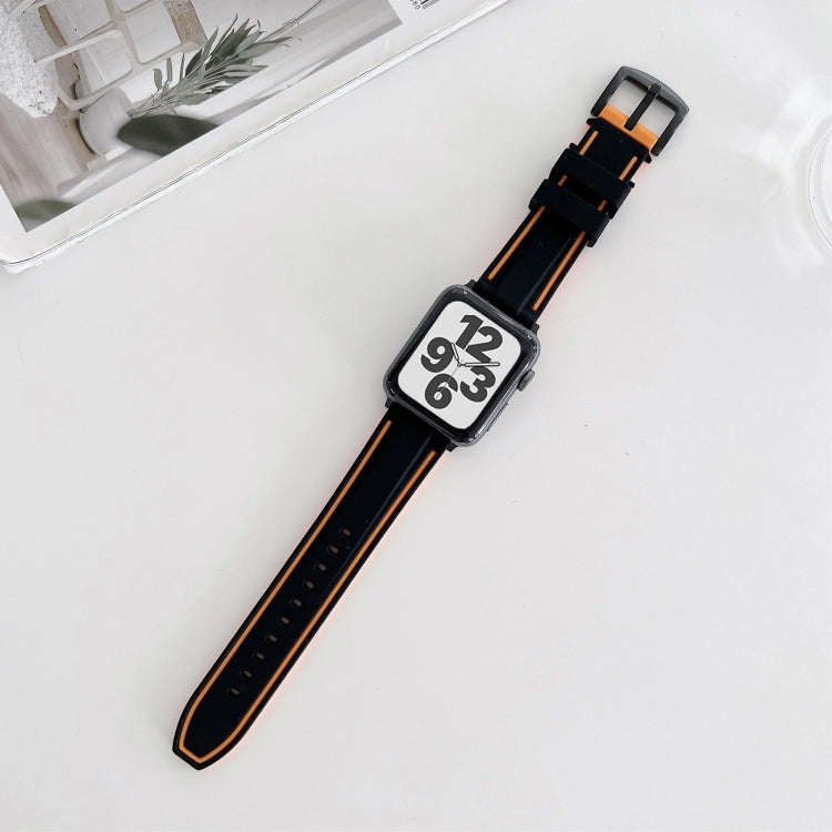 Two-color Silicone Hydraulic Buckle Watch Band For Apple Watch Series 9&8&7 41mm / SE 3&SE 2&6&SE...