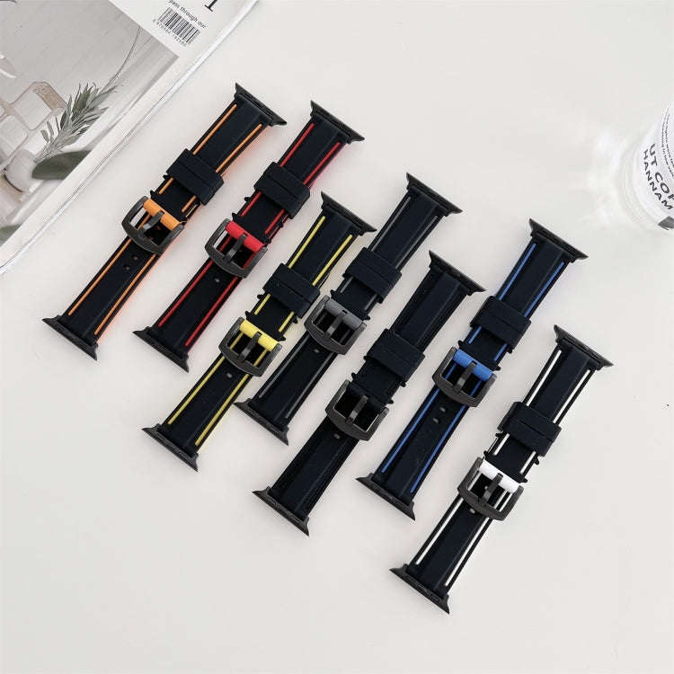 Two-color Silicone Hydraulic Buckle Watch Band For Apple Watch Series 9&8&7 41mm / SE 3&SE 2&6&SE...