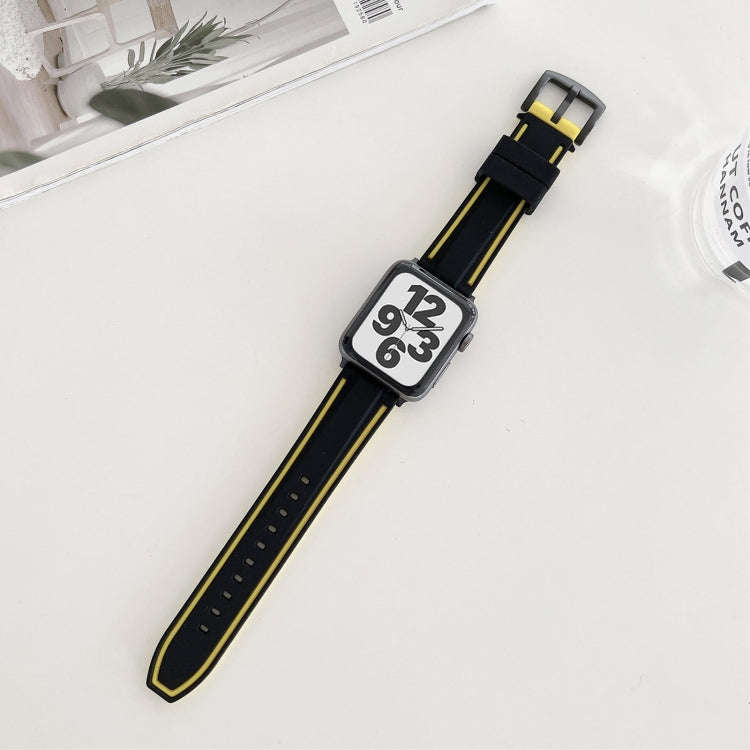 Two-color Silicone Hydraulic Buckle Watch Band For Apple Watch Ultra 49mm&Watch Ultra 2 49mm / Se...