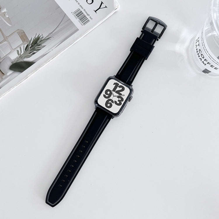 Two-color Silicone Hydraulic Buckle Watch Band For Apple Watch Ultra 49mm&Watch Ultra 2 49mm / Se...