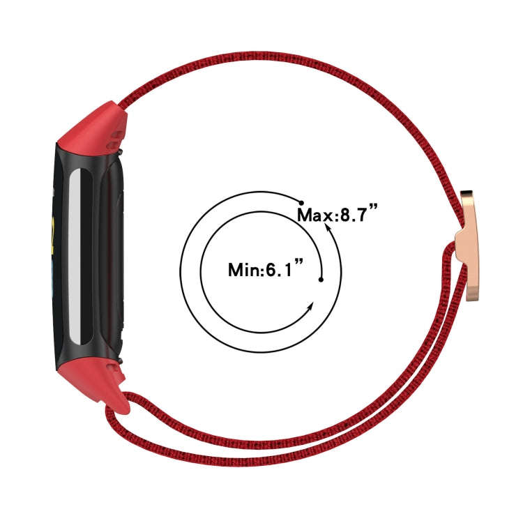 For Fitbit Charge 5 Elastic Nylon Braid Watch Band(Red)