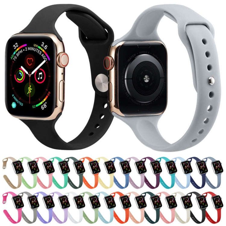Slimming Silicone Watch Band For Apple Watch Series 9&8&7 41mm / SE 3&SE 2&6&SE&5&4 40mm / 3&2&1 ...