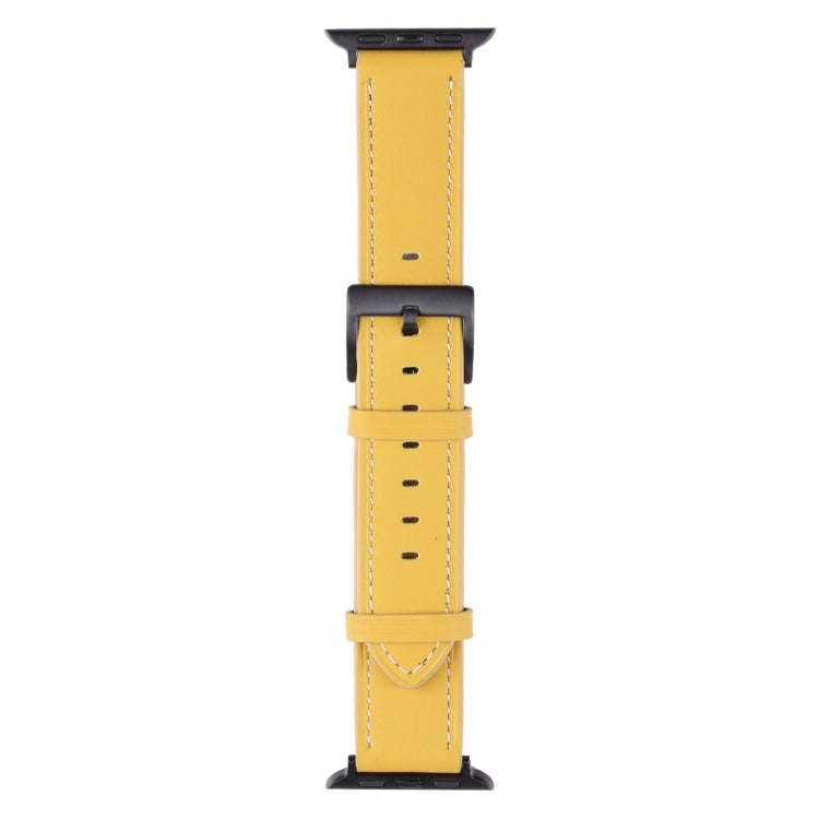 Leather Watch Band For Apple Watch Series 9&8&7 41mm / SE 3&SE 2&6&SE&5&4 40mm / 3&2&1 38mm(Yellow)