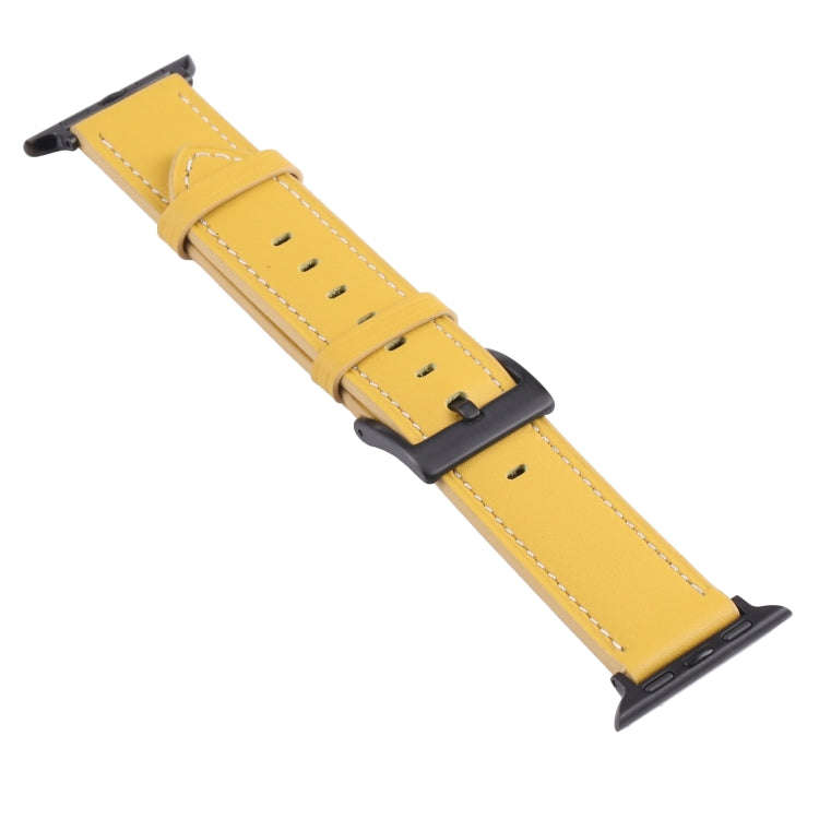 Leather Watch Band For Apple Watch Series 9&8&7 41mm / SE 3&SE 2&6&SE&5&4 40mm / 3&2&1 38mm(Yellow)