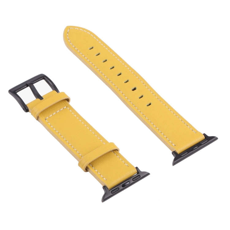 Leather Watch Band For Apple Watch Series 9&8&7 41mm / SE 3&SE 2&6&SE&5&4 40mm / 3&2&1 38mm(Yellow)