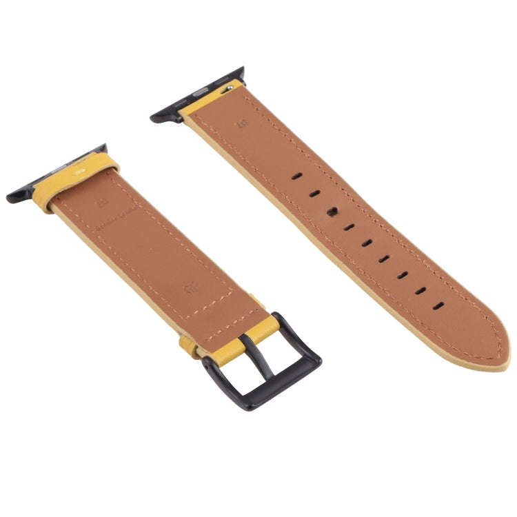 Leather Watch Band For Apple Watch Series 9&8&7 41mm / SE 3&SE 2&6&SE&5&4 40mm / 3&2&1 38mm(Yellow)