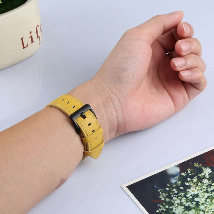 Leather Watch Band For Apple Watch Series 9&8&7 41mm / SE 3&SE 2&6&SE&5&4 40mm / 3&2&1 38mm(Yellow)