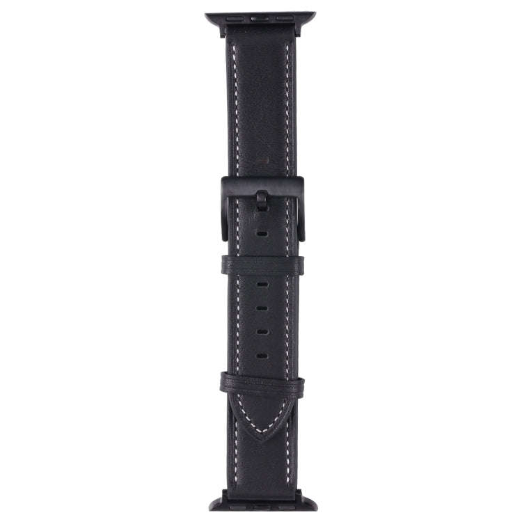 Leather Watch Band For Apple Watch Series 9&8&7 41mm / SE 3&SE 2&6&SE&5&4 40mm / 3&2&1 38mm(Black)