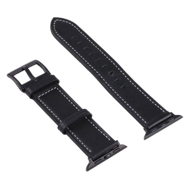 Leather Watch Band For Apple Watch Series 9&8&7 41mm / SE 3&SE 2&6&SE&5&4 40mm / 3&2&1 38mm(Black)