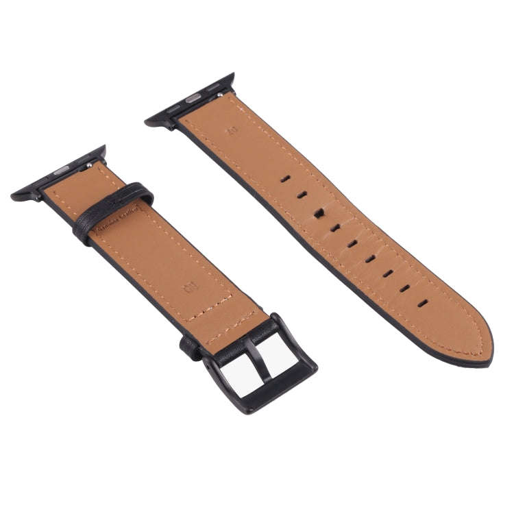 Leather Watch Band For Apple Watch Series 9&8&7 41mm / SE 3&SE 2&6&SE&5&4 40mm / 3&2&1 38mm(Black)