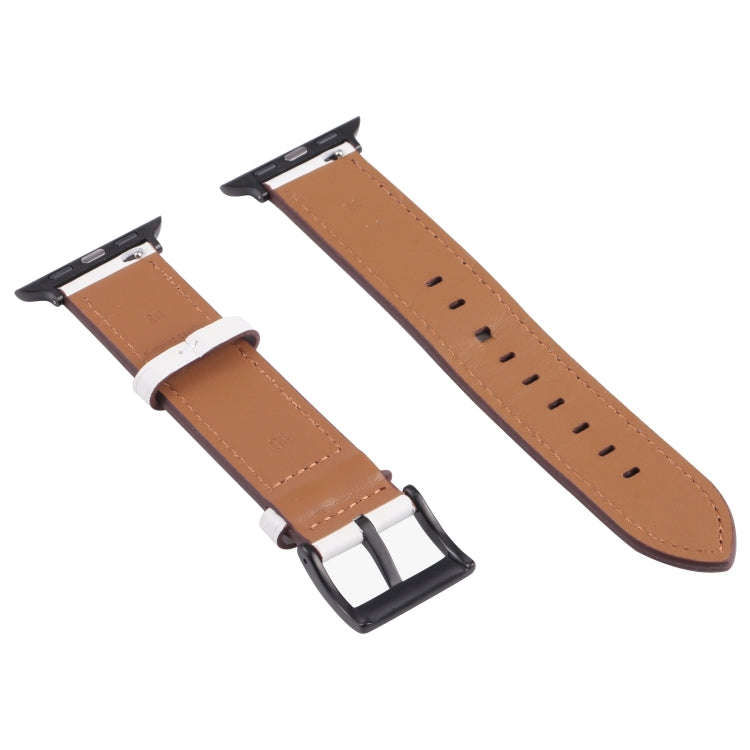 Leather Watch Band For Apple Watch Series 9&8&7 41mm / SE 3&SE 2&6&SE&5&4 40mm / 3&2&1 38mm(White)