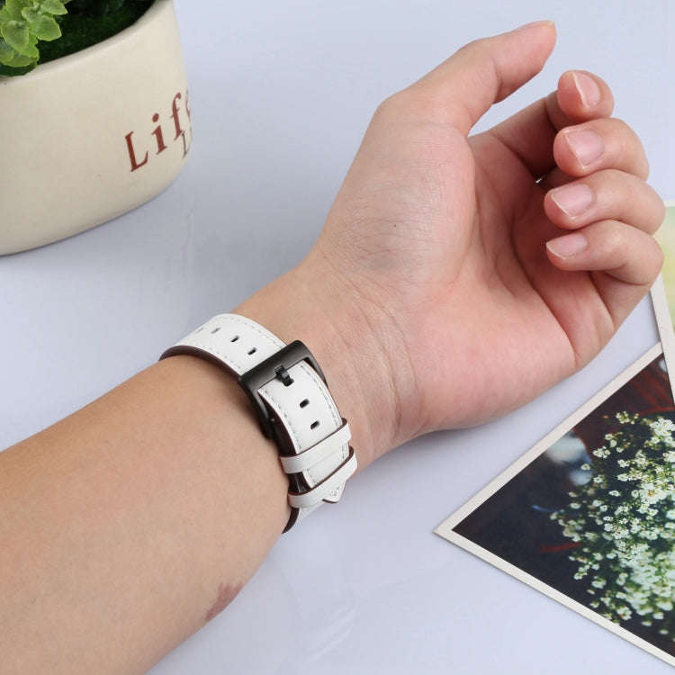 Leather Watch Band For Apple Watch Series 9&8&7 41mm / SE 3&SE 2&6&SE&5&4 40mm / 3&2&1 38mm(White)
