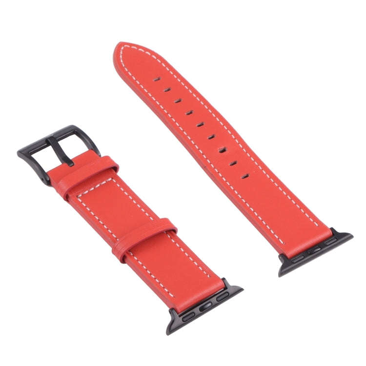Leather Watch Band For Apple Watch Series 9&8&7 41mm / SE 3&SE 2&6&SE&5&4 40mm / 3&2&1 38mm(Red)