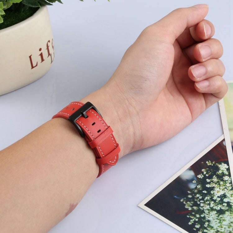Leather Watch Band For Apple Watch Series 9&8&7 41mm / SE 3&SE 2&6&SE&5&4 40mm / 3&2&1 38mm(Red)