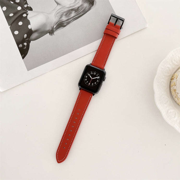 Oil Edge Bright Surface Leather Watch Band For Apple Watch Ultra 49mm&Watch Ultra 2 49mm / Series...