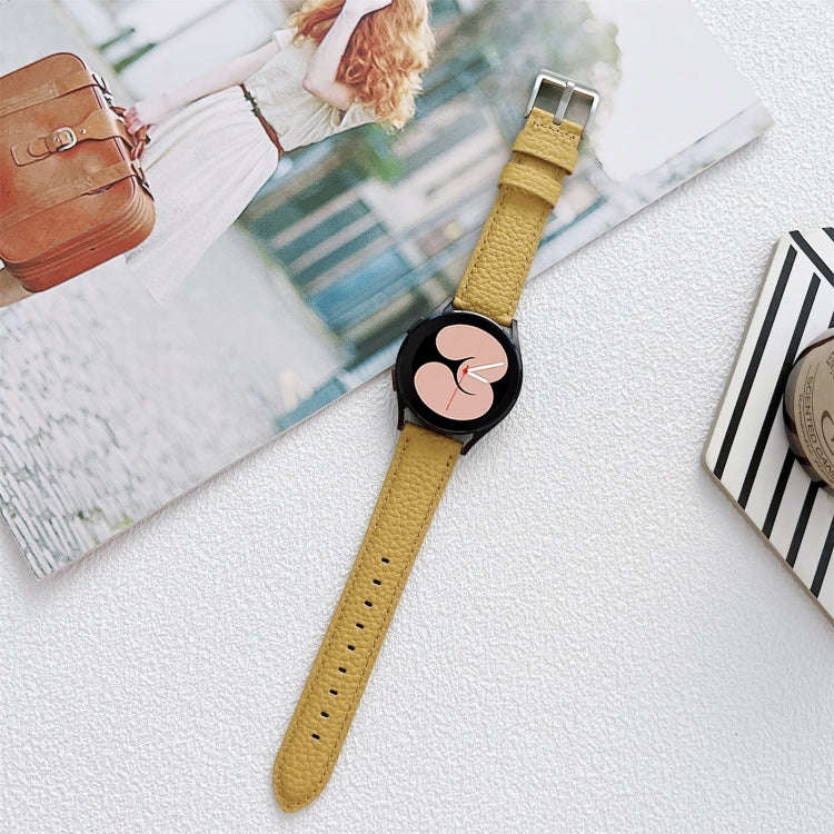 For Samsung Galaxy Watch4 40mm / 44mm Lychee Texture Leather Strap Watch Band(Yellow)