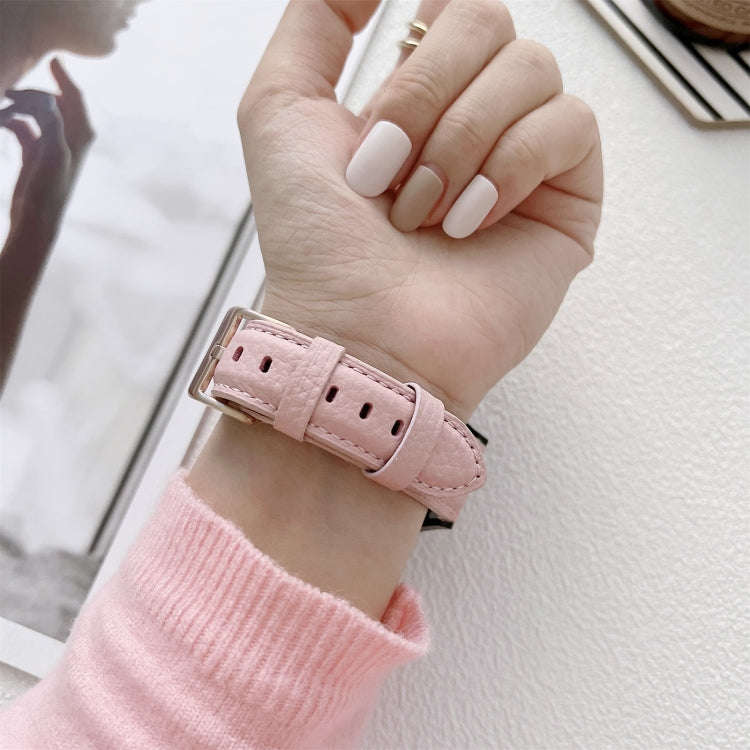 For Samsung Galaxy Watch4 40mm / 44mm Lychee Texture Leather Strap Watch Band(Red)
