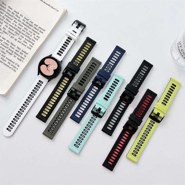 For Samsung Galaxy Watch4 40mm / 44mm Two-color Silicone Strap Watch Band(Green Black)