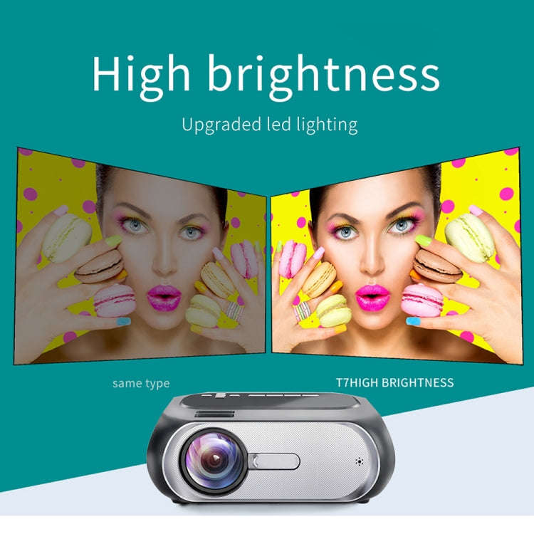T7 1920x1080P 200 ANSI Portable Home Theater LED HD Digital Projector, Same Screen Version, UK Pl...