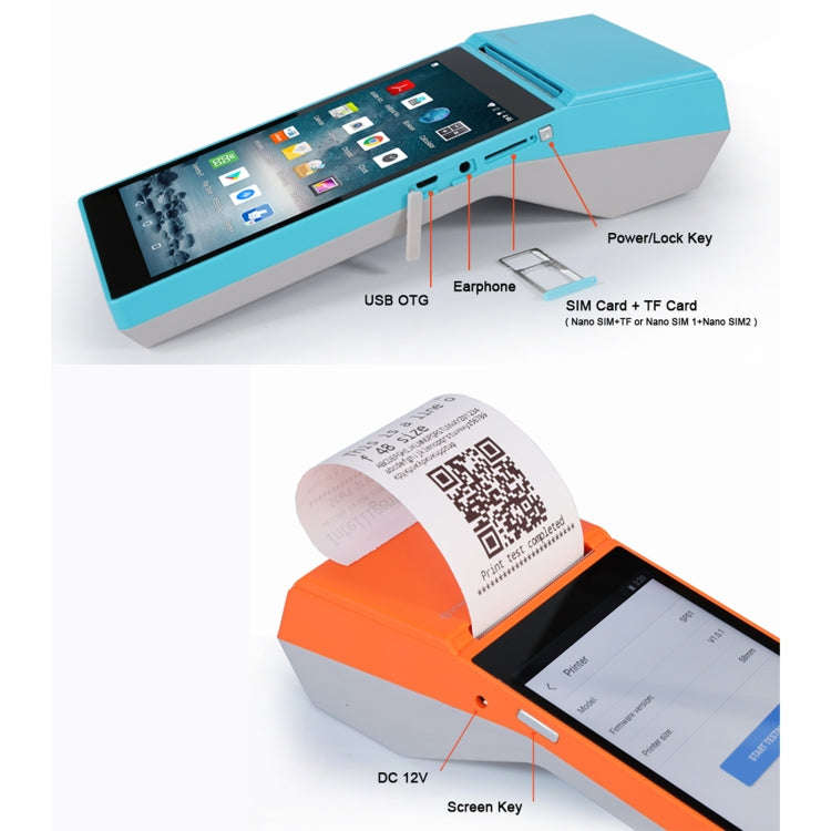 SGT-SP01 5.5 inch HD Screen Handheld POS Receipt Printer, Basic Version, UK Plug(Blue)
