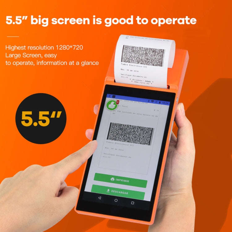 SGT-SP01 5.5 inch HD Screen Handheld POS Receipt Printer, Suit Version, AU Plug(Orange)