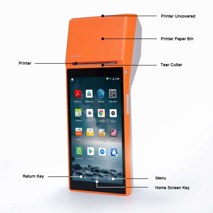 SGT-SP01 5.5 inch HD Screen Handheld POS Receipt Printer, Suit Version, AU Plug(Orange)