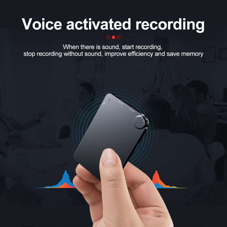K2 Portable Ultra-thin Card Voice Recorder, Capacity:8GB(Black)
