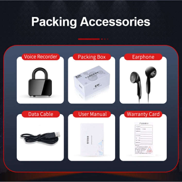 Q11 Intelligent HD Noise Reduction Lock Voice Recorder, Capacity:8GB(Black)
