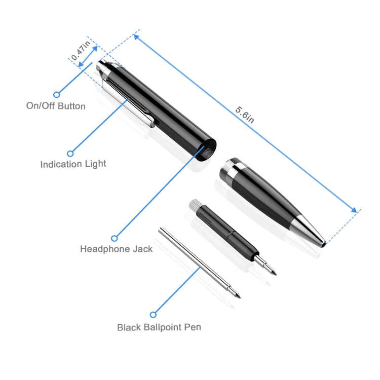 Q90 Intelligent HD Digital Noise Reduction Recording Pen, Capacity:4GB(Black)