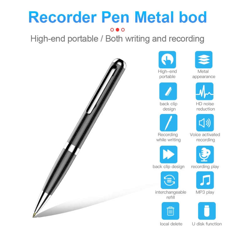 Q96 Intelligent HD Digital Noise Reduction Recording Pen, Capacity:16GB(Black)