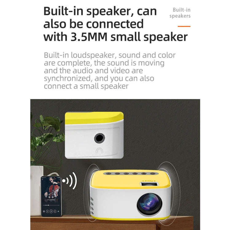 T20 320x240 400 Lumens Portable Home Theater LED HD Digital Projector, Same Screen Version, EU Pl...