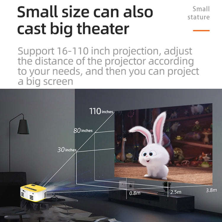 T20 320x240 400 Lumens Portable Home Theater LED HD Digital Projector, Same Screen Version, EU Pl...