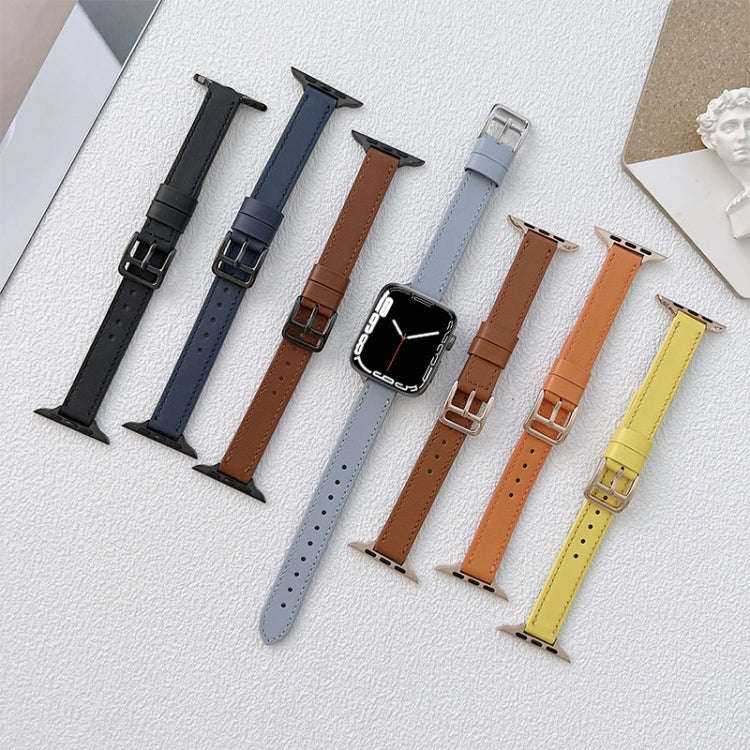 Leather Watch Band For Apple Watch Series 9&8&7 41mm / SE 3&SE 2&6&SE&5&4 40mm / 3&2&1 38mm(Yellow)